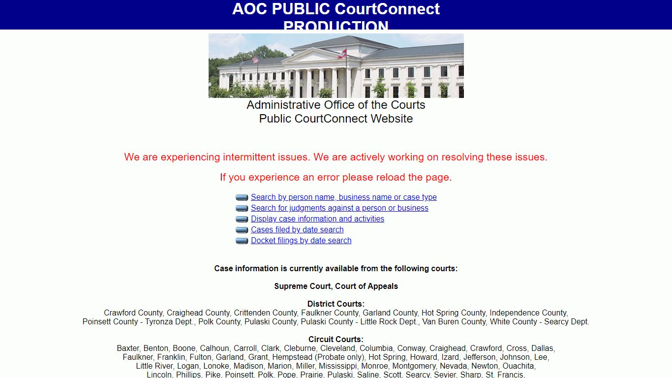 AOC PUBLIC CourtConnect - arcourts.gov
